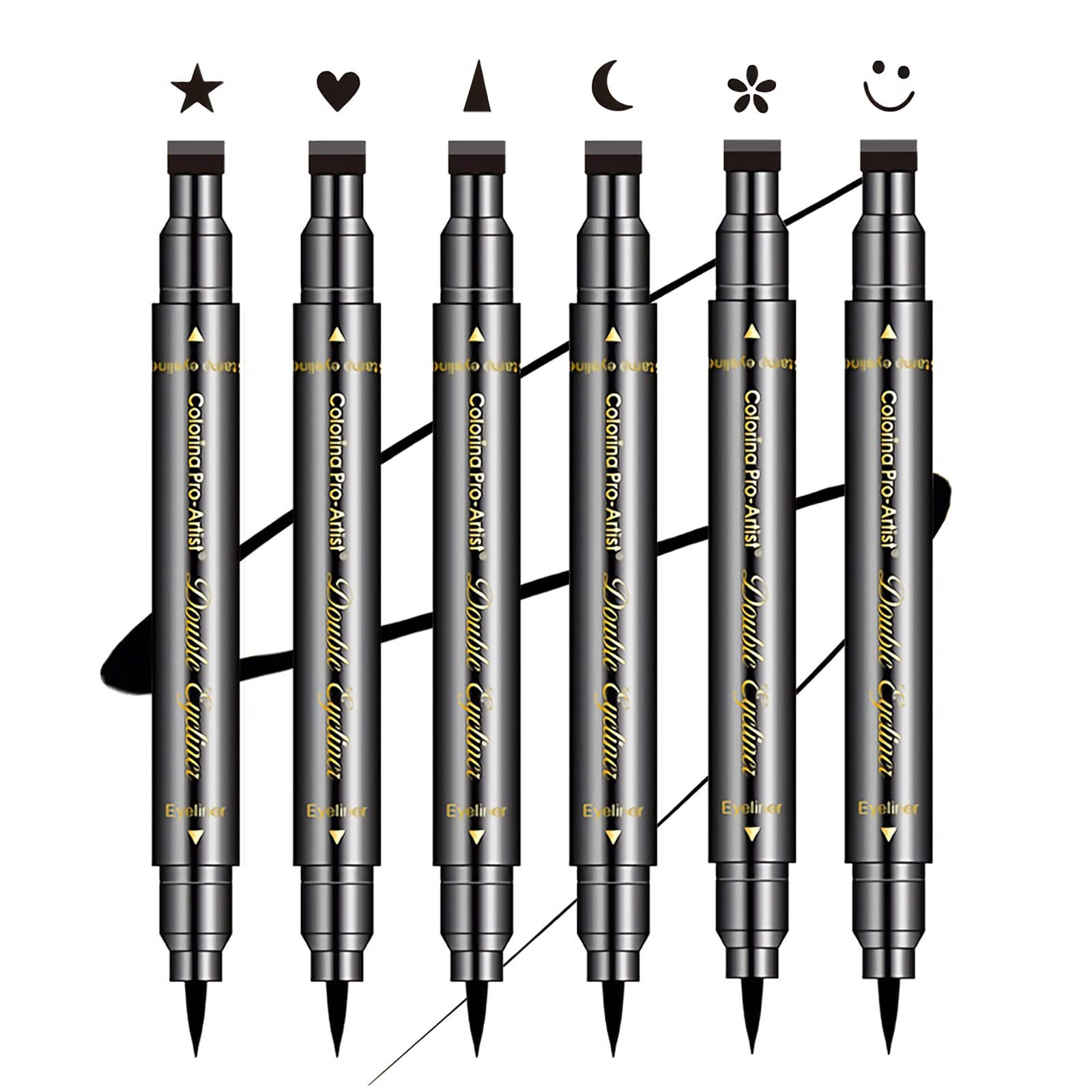 SUMEITANG front packaging showing six double-headed eyeliner pens and shapes for easy gifting