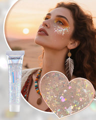SUMEITANG gel texture close-up revealing holographic chunky sequins for intense light reflection