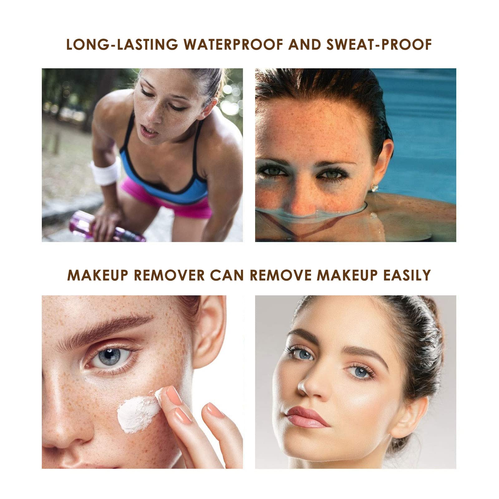 SUMEITANG lifestyle shot of model with freckles for realistic, long-lasting look