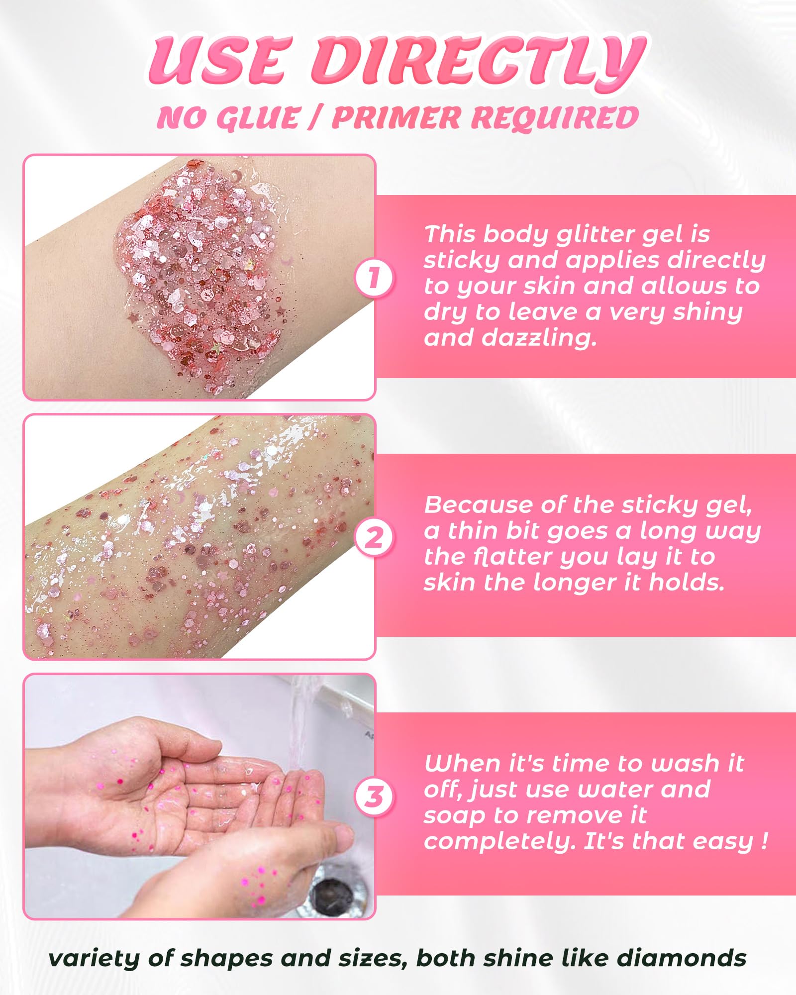 SUMEITANG chunky glitter used over nails adding dimensional sparkle