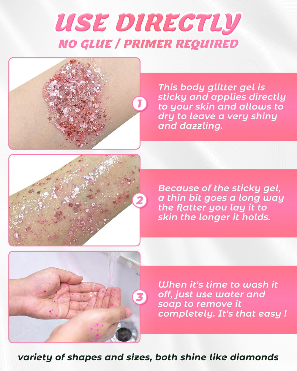 SUMEITANG chunky glitter used over nails adding dimensional sparkle