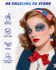 SUMEITANG model at fireworks night wearing patriotic glitter for high-impact festival look