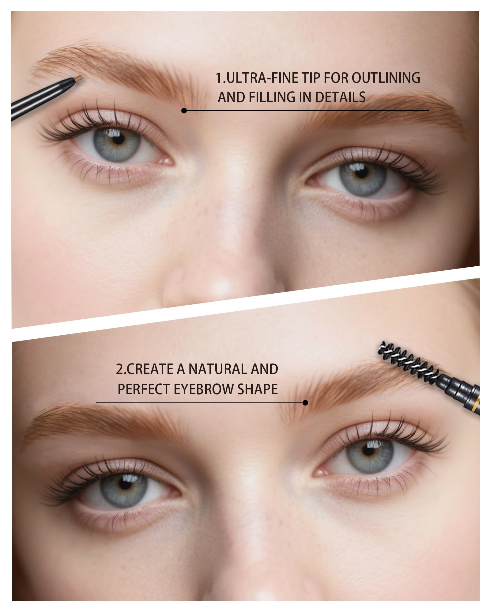 SUMEITANG dual-ended pencil with spoolie blending for soft, natural brow finish