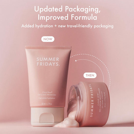 Summer Fridays jar opened revealing light gel-cream texture for quick, non-greasy hydration