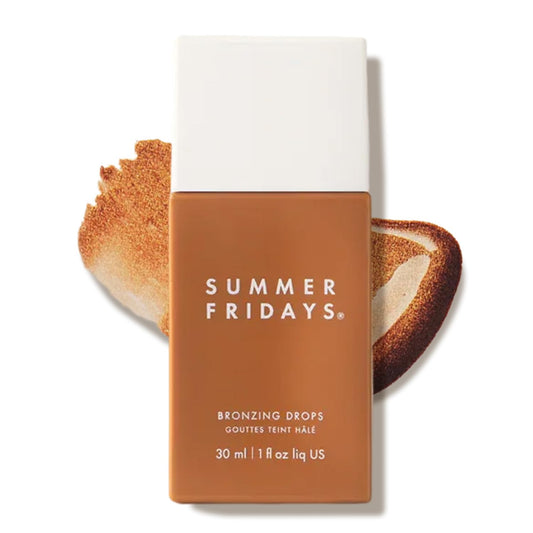 Summer Fridays front packaging showing bottle and bronzed color benefit of glow