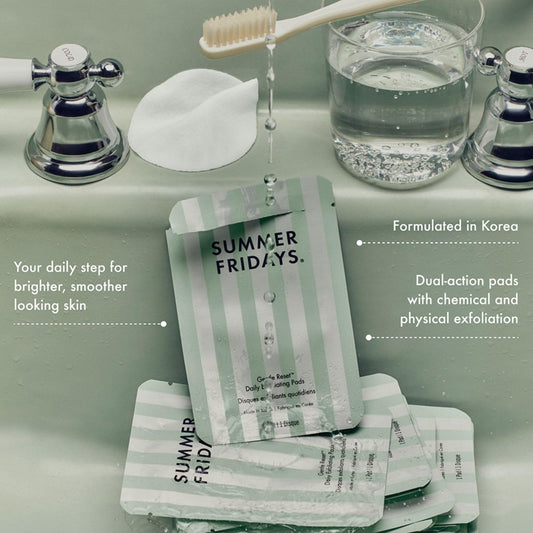 Summer Fridays open tub with visible pre-soaked exfoliating pads benefits
