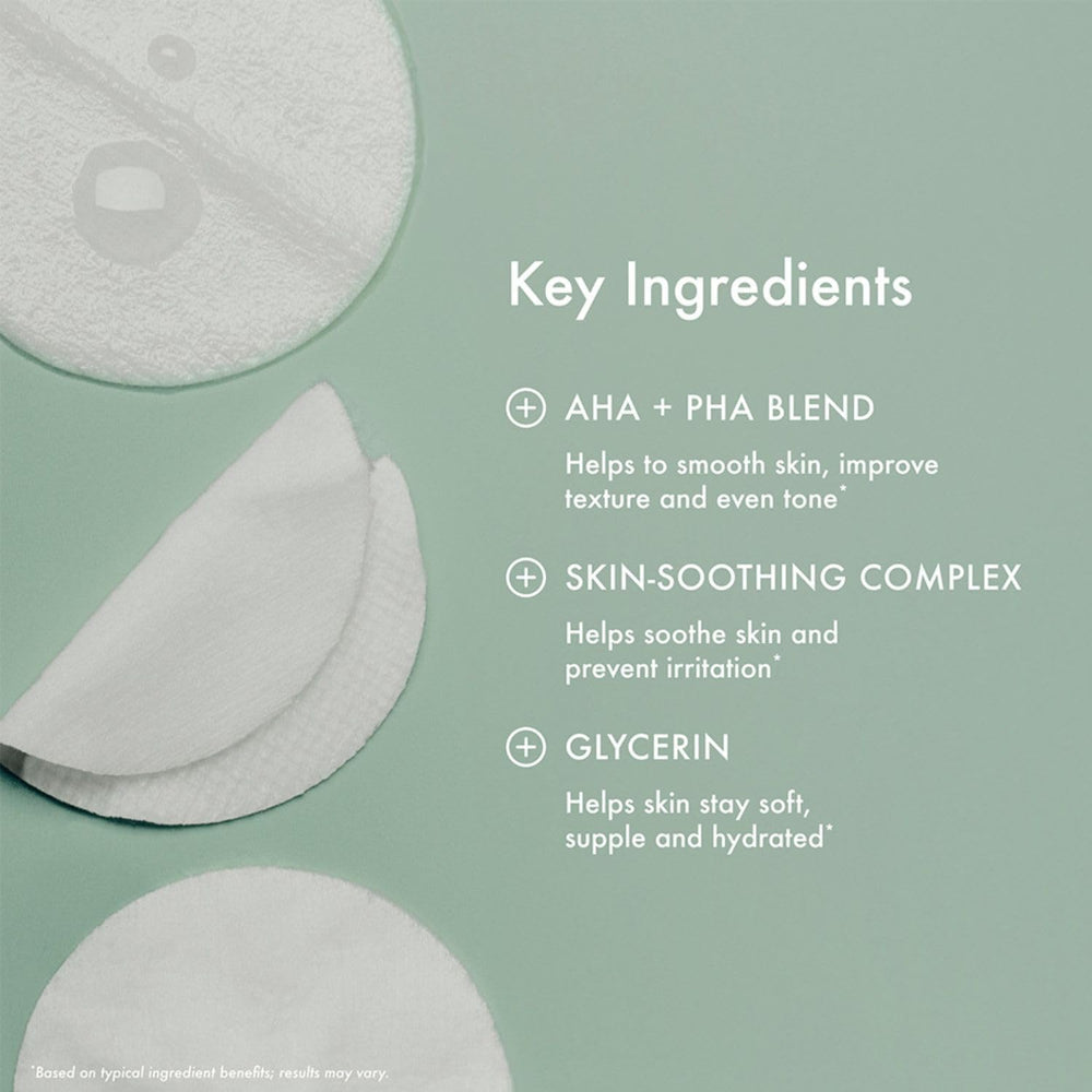 Summer Fridays pad being swiped on cheek demonstrating gentle exfoliation benefit