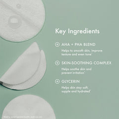 Summer Fridays pad being swiped on cheek demonstrating gentle exfoliation benefit