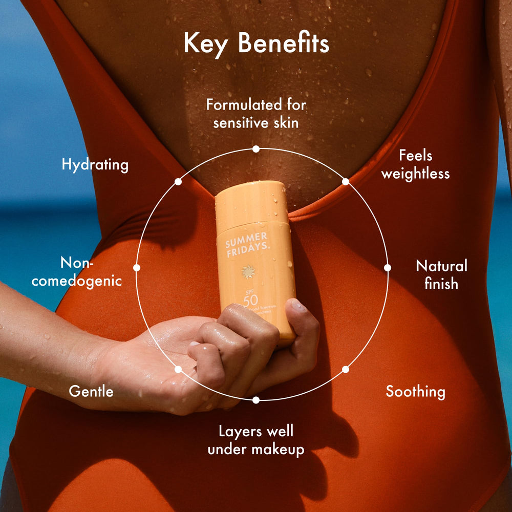 Summer Fridays pump dispensing ShadeDrops emphasizing easy, mess-free application