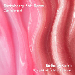 Summer Fridays Strawberry Soft Serve on a stick being applied for instant color