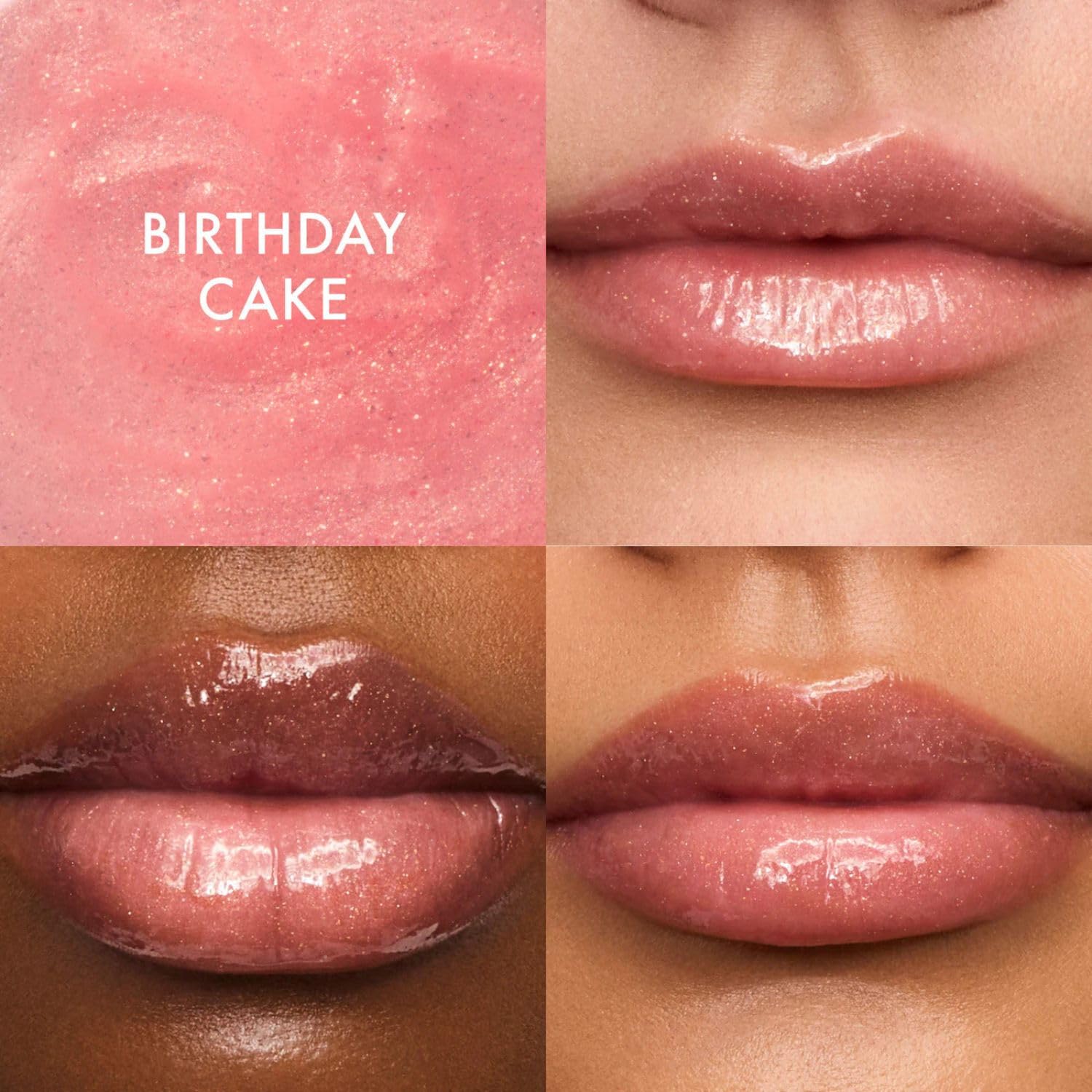 Summer Fridays Strawberry Soft Serve swiped on lips for fresh pink tint and shine