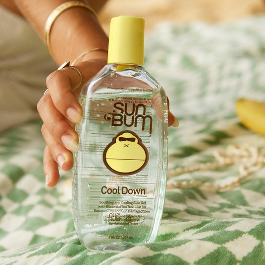 Sun Bum Cool Down gel texture close-up highlighting cooling, fast-absorbing hydration