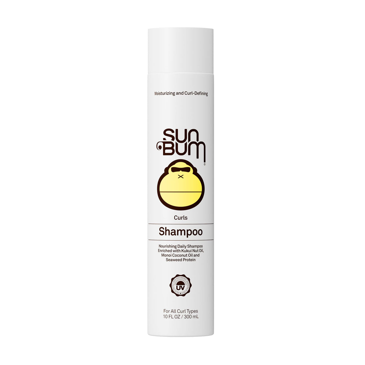 Sun Bum front bottle showing label and 10 oz size, highlights moisturizing benefits