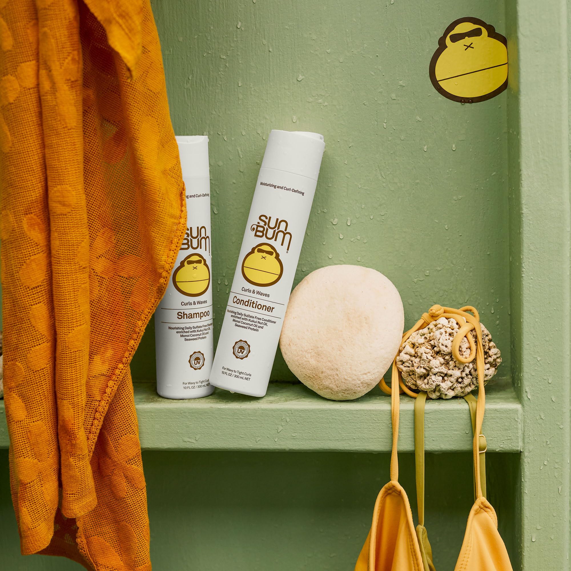 Sun Bum creamy shampoo lather close-up, shows rich texture for hydration benefit