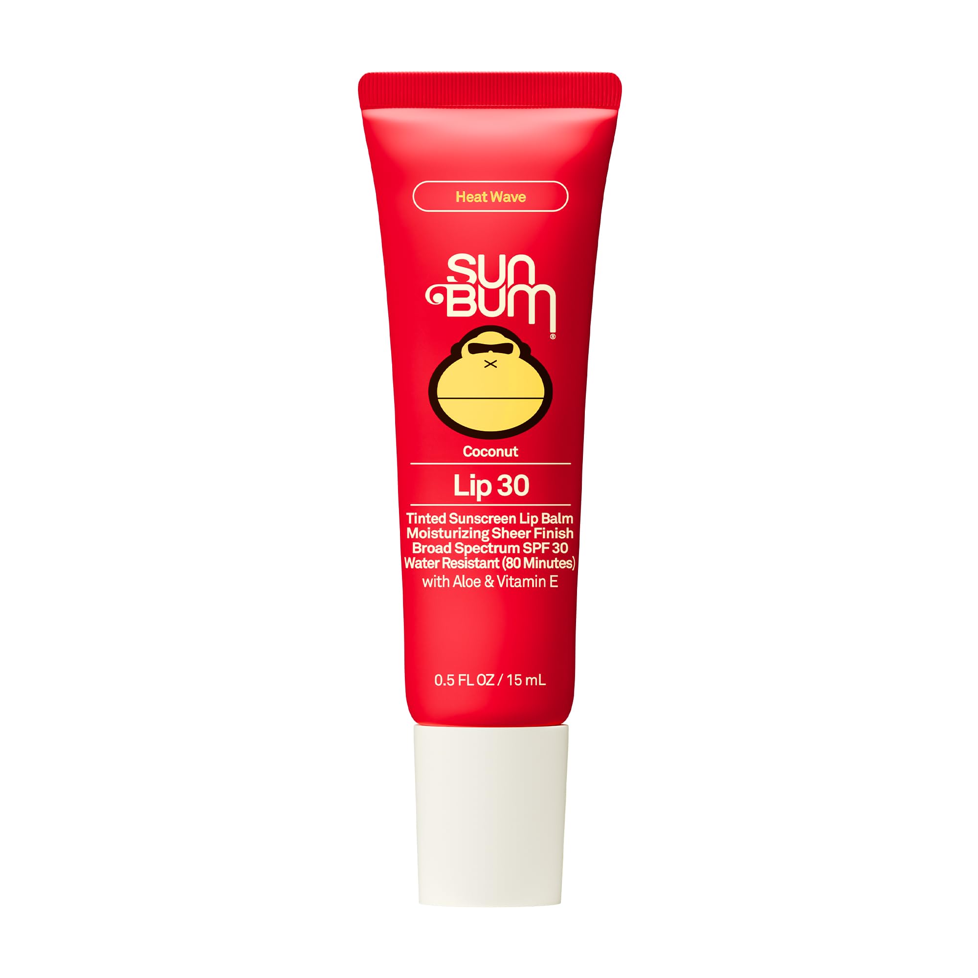 Sun Bum front packaging showing SPF 30 and tinted lip balm benefits