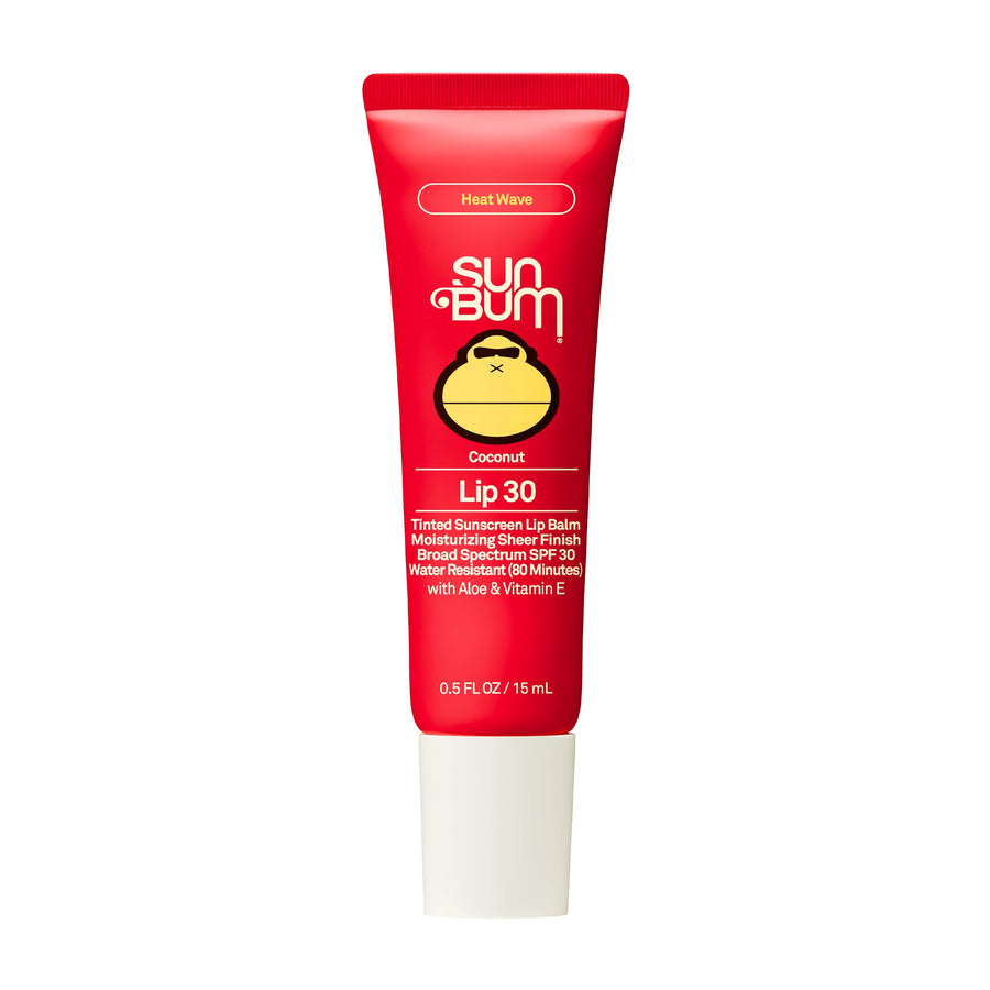 Sun Bum front packaging showing SPF 30 and tinted lip balm benefits