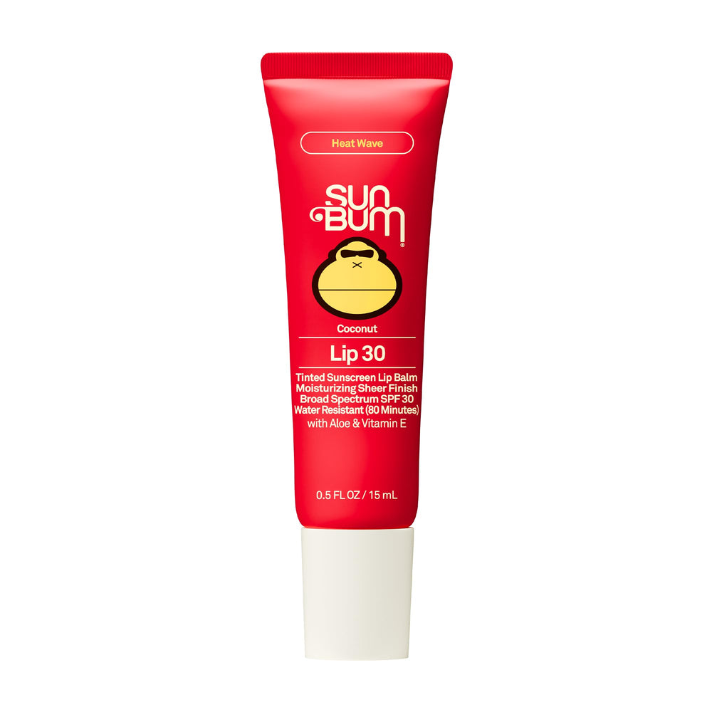 Sun Bum front packaging showing SPF 30 and tinted lip balm benefits