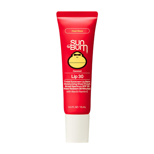 Sun Bum front packaging showing SPF 30 and tinted lip balm benefits