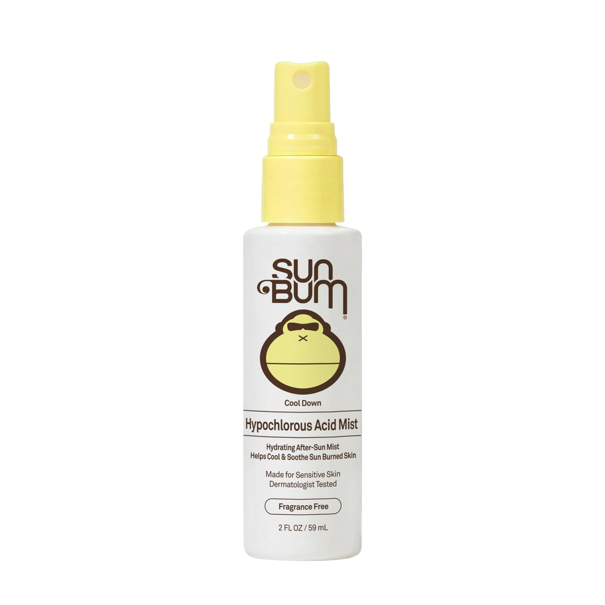 Sun Bum front packaging showing the 2 oz soothing mist, convenient travel size