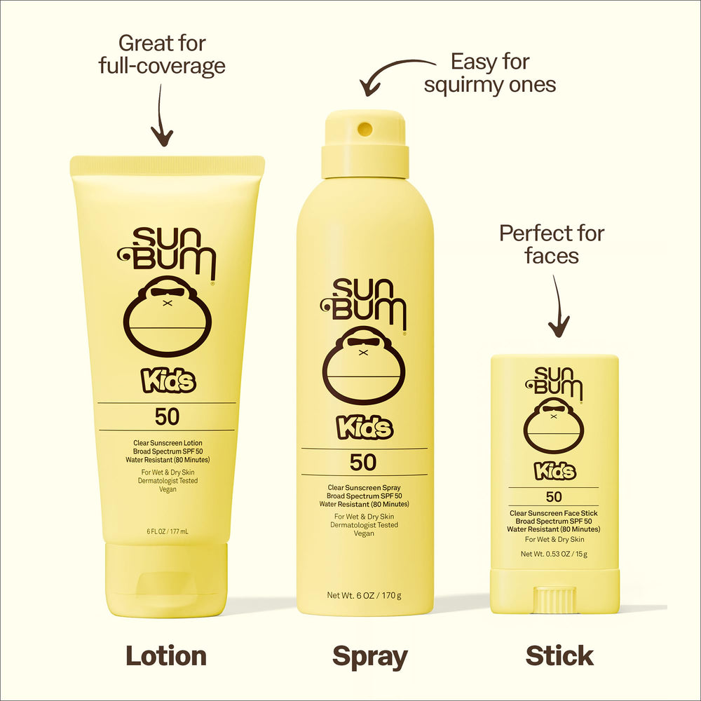 Sun Bum clear face stick close-up of application showing no white residue and quick coverage