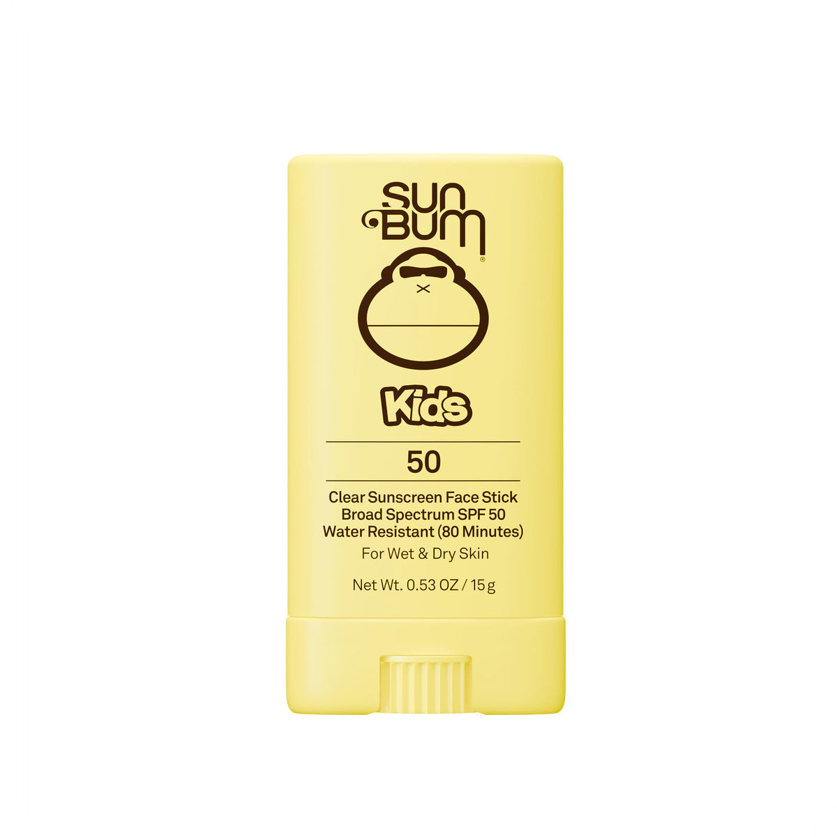 Sun Bum kids face stick front package showing compact travel size and SPF 50 protection