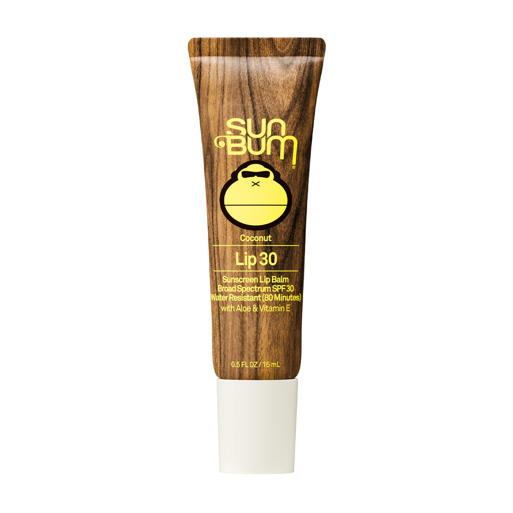 Sun Bum front packaging showing coconut SPF 30 lip balm for easy protection