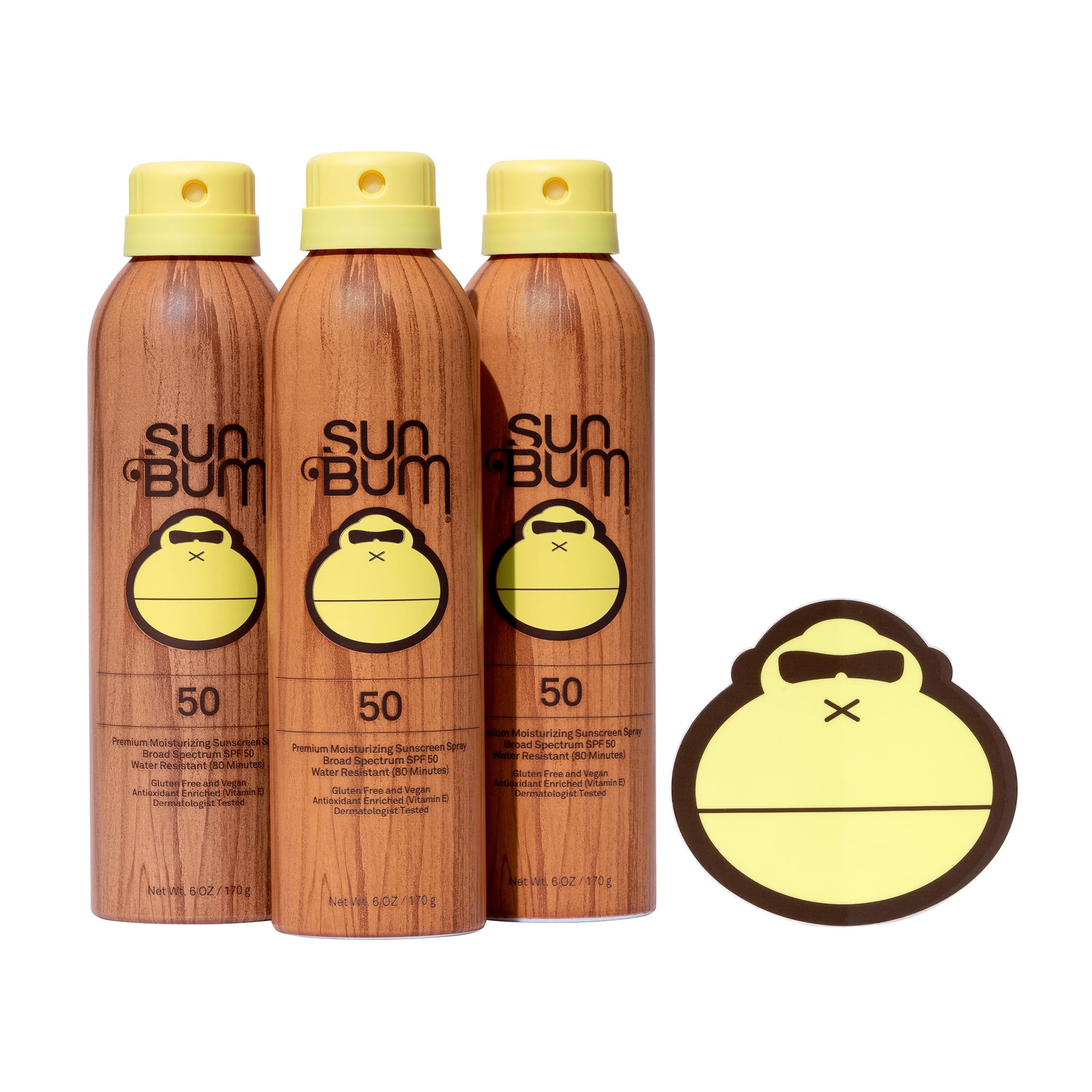 Sun Bum front packaging showing SPF 50 and 3-pack benefits