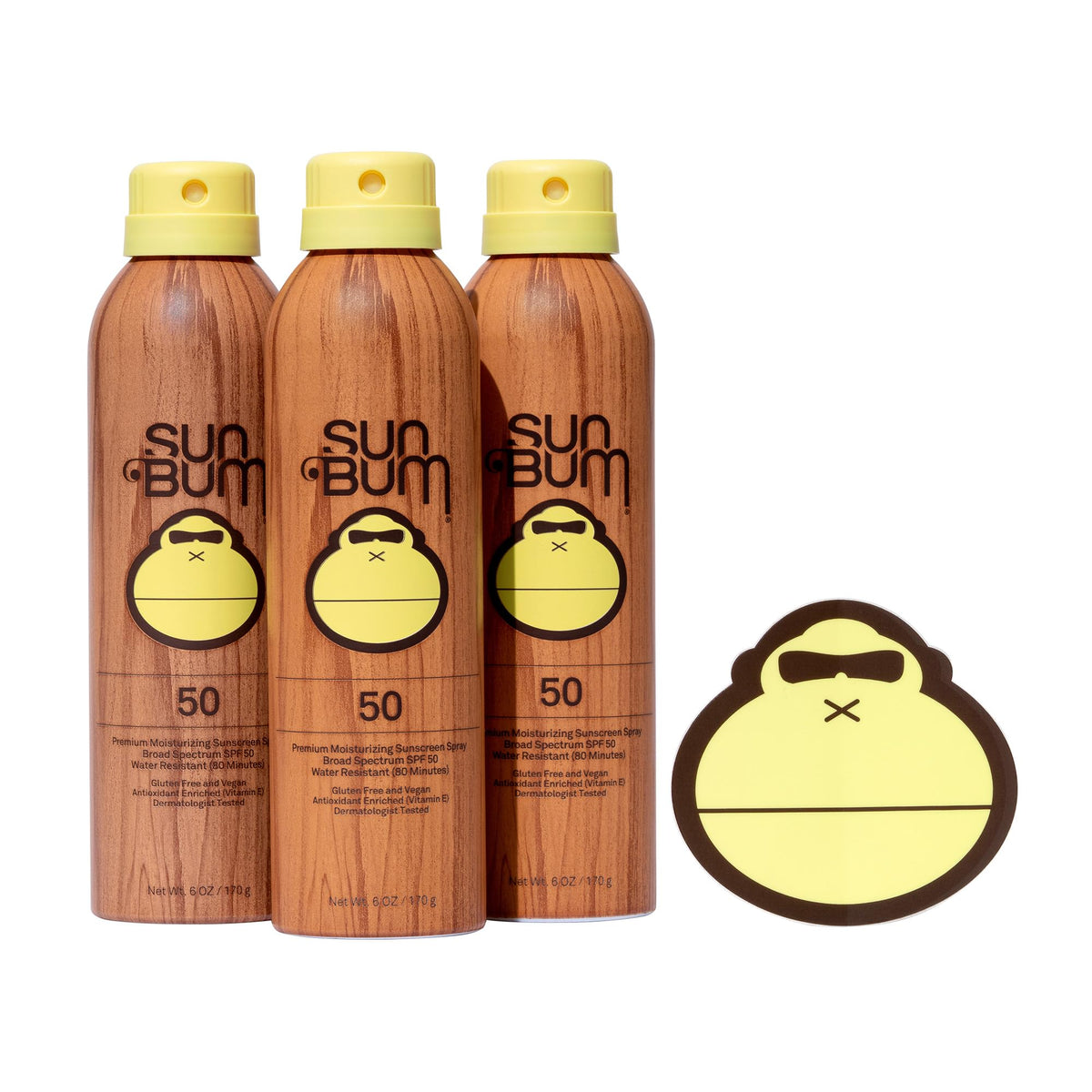 Sun Bum front packaging showing SPF 50 and 3-pack benefits