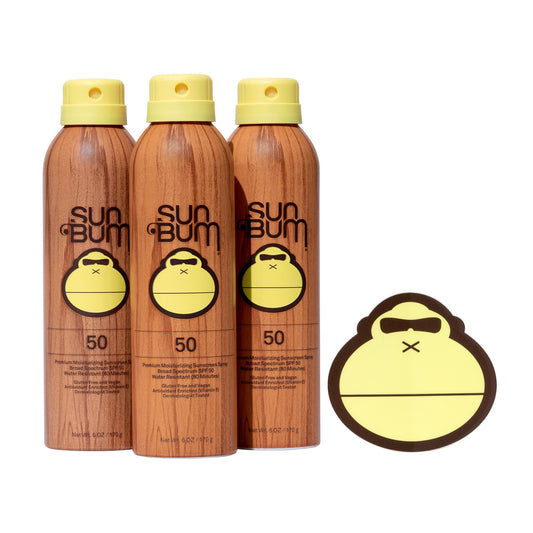 Sun Bum front packaging showing SPF 50 and 3-pack benefits
