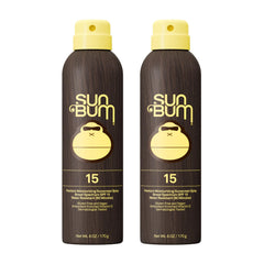 Sun Bum front packaging showing SPF 15 and twin 6 oz cans for quick protection