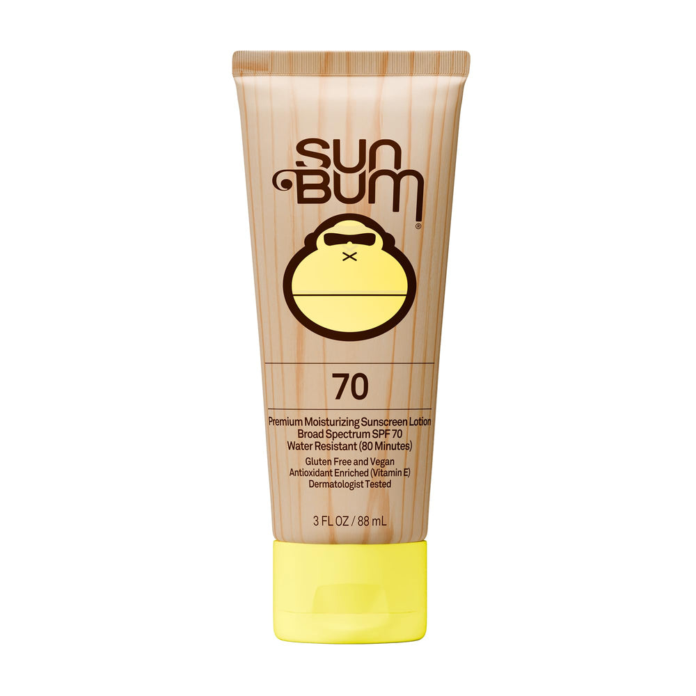 Sun Bum front bottle showing SPF 70 and reef compliant protection benefit