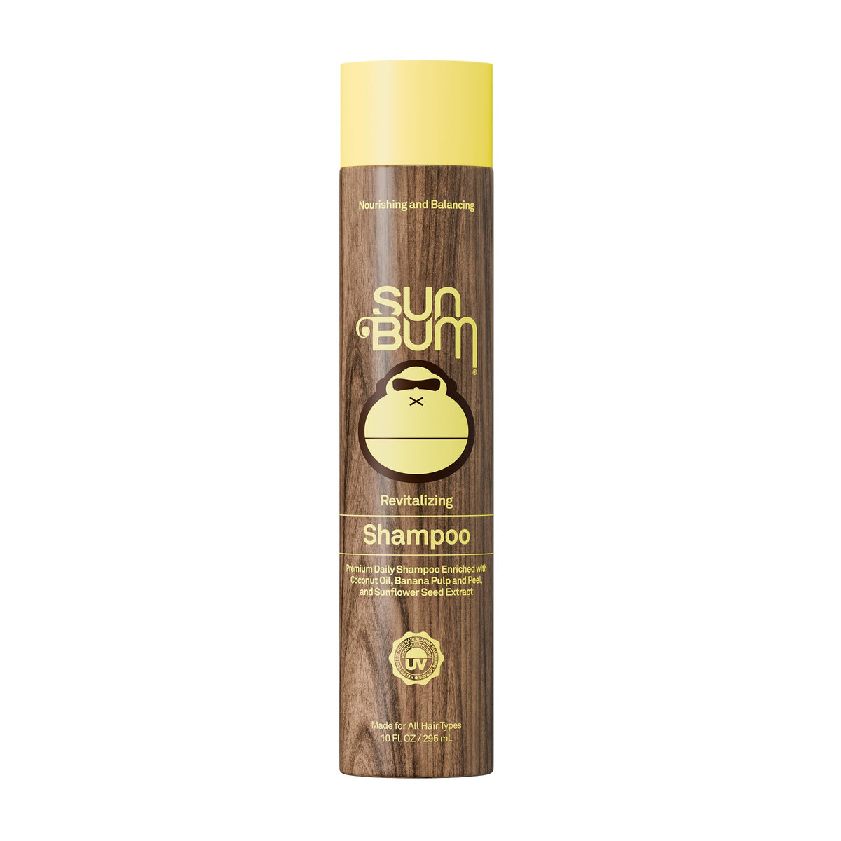 Sun Bum front packaging showing 10 oz bottle and clear brand benefit