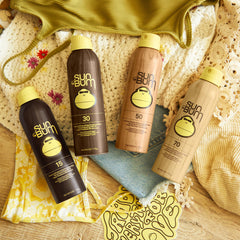 Sun Bum texture of spray on skin highlighting lightweight moisturizing feel