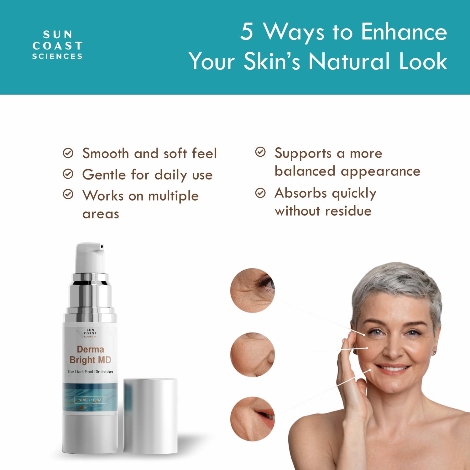SUN COAST SCIENCES close-up of serum texture highlighting lightweight absorption benefit