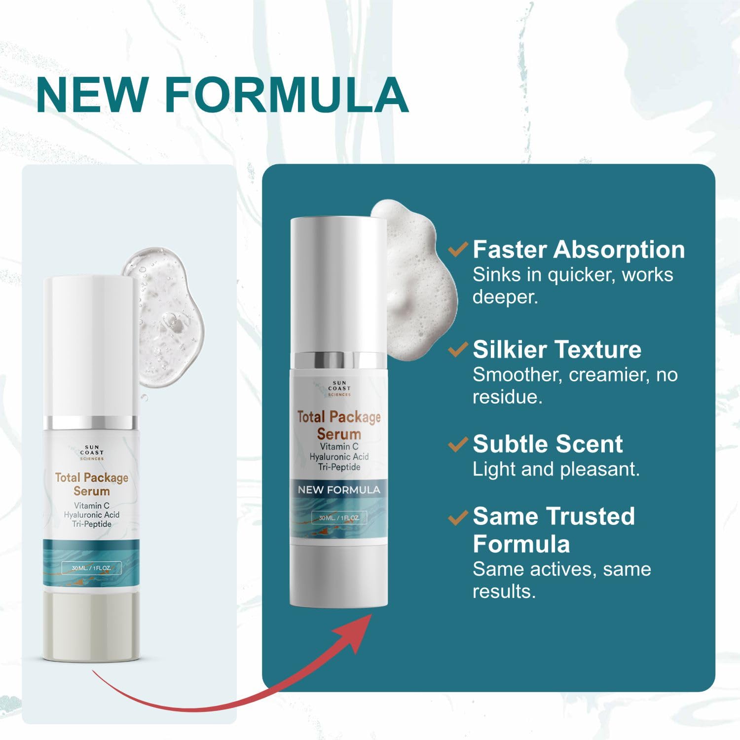 Sun Coast Sciences serum texture on hand showing lightweight hydration