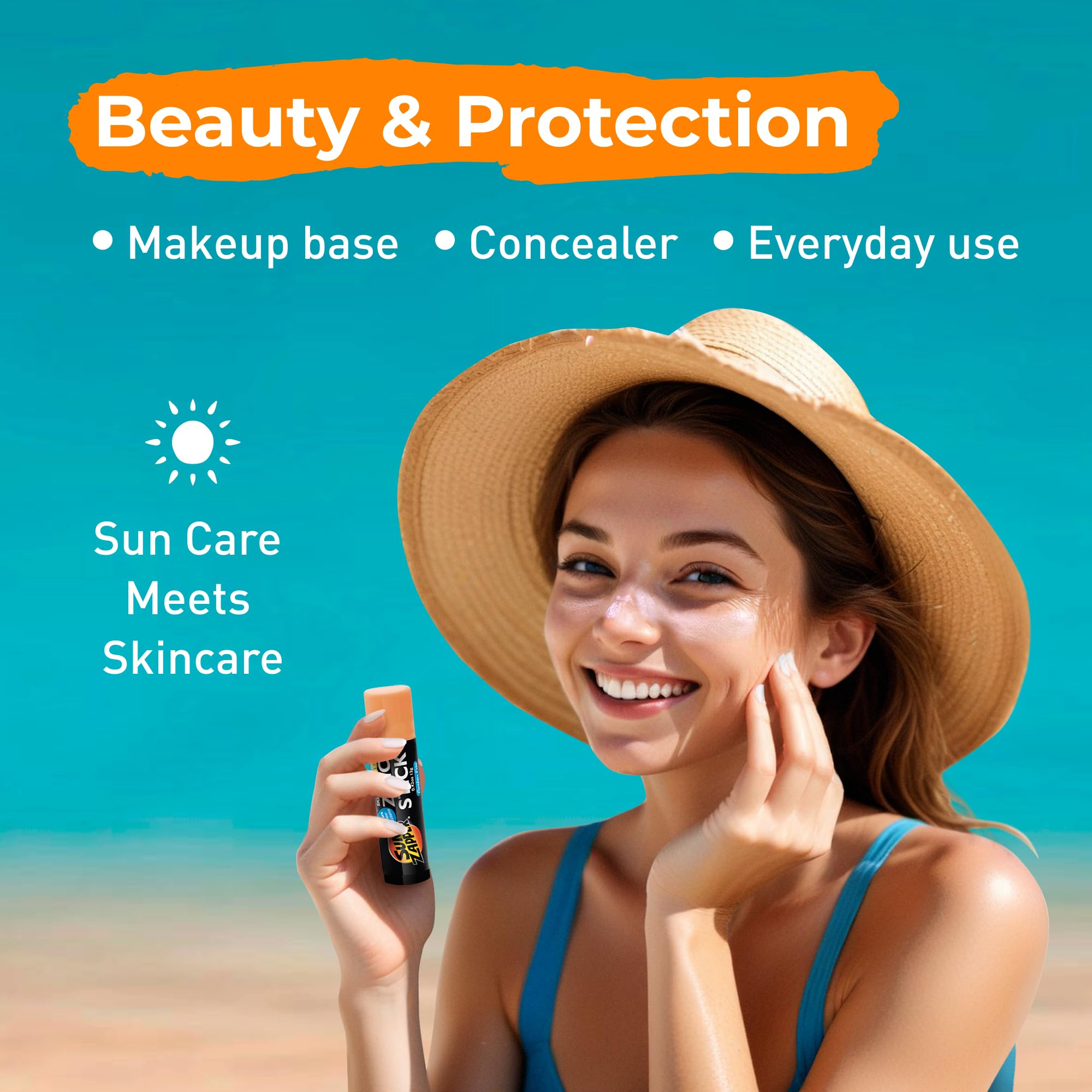 Sun Zapper being applied to nose demonstrating precise visible protection