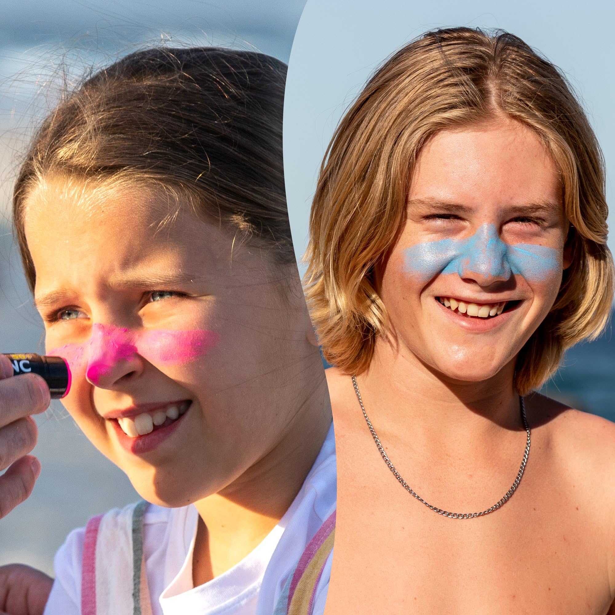 Sun Zapper being applied to nose demonstrating targeted coverage and reduced sunscreen waste benefit