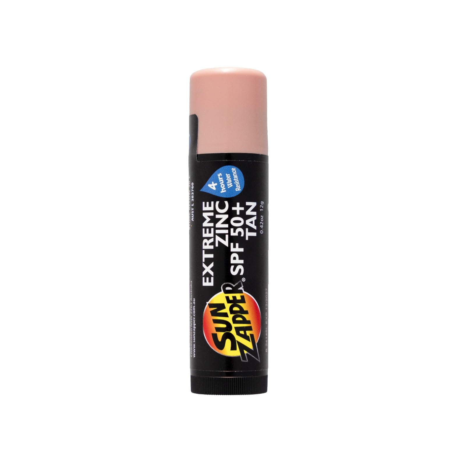 Sun Zapper stick with cap off revealing product tip and easy use benefit