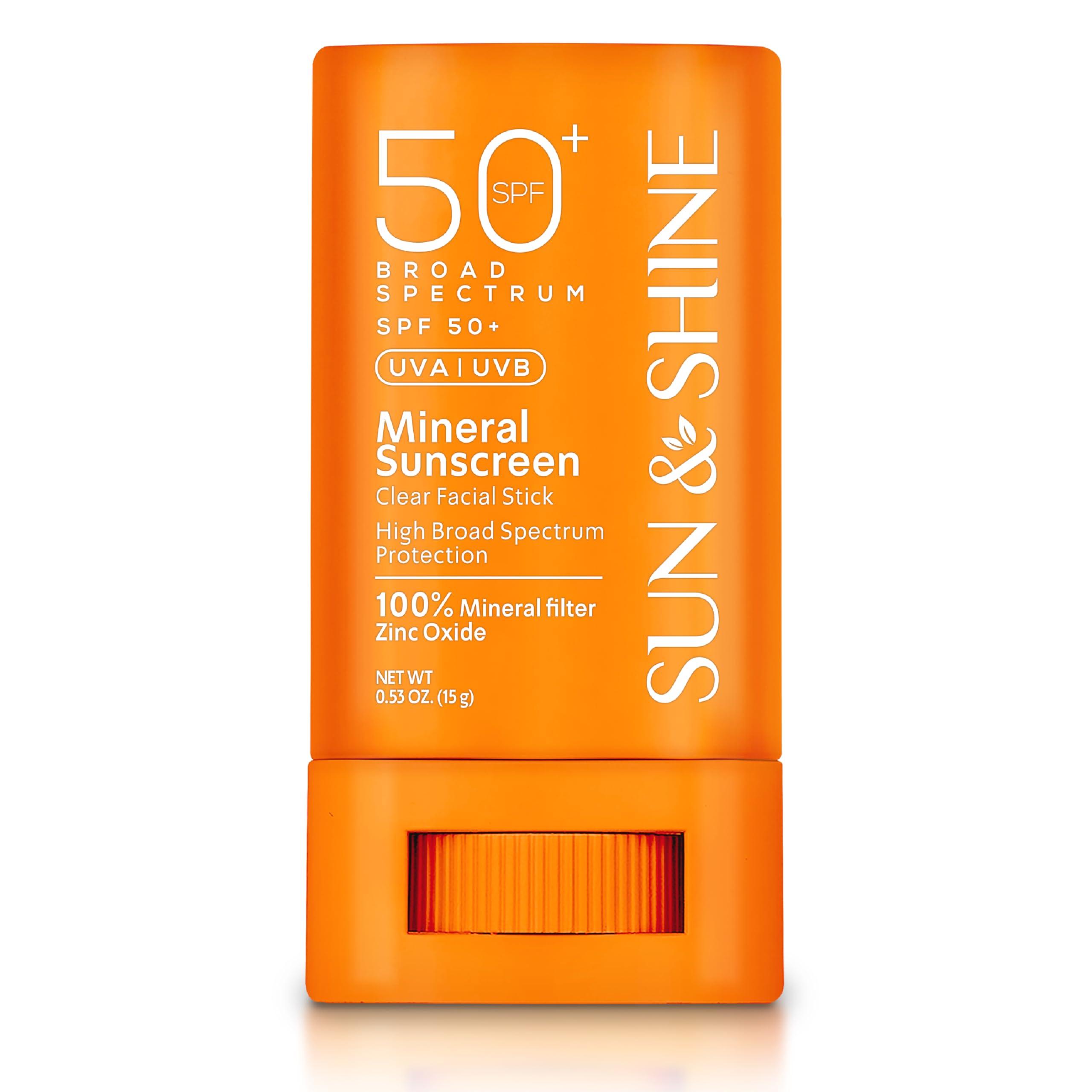 SUN&SHINE stick front view showing compact travel-ready sunscreen