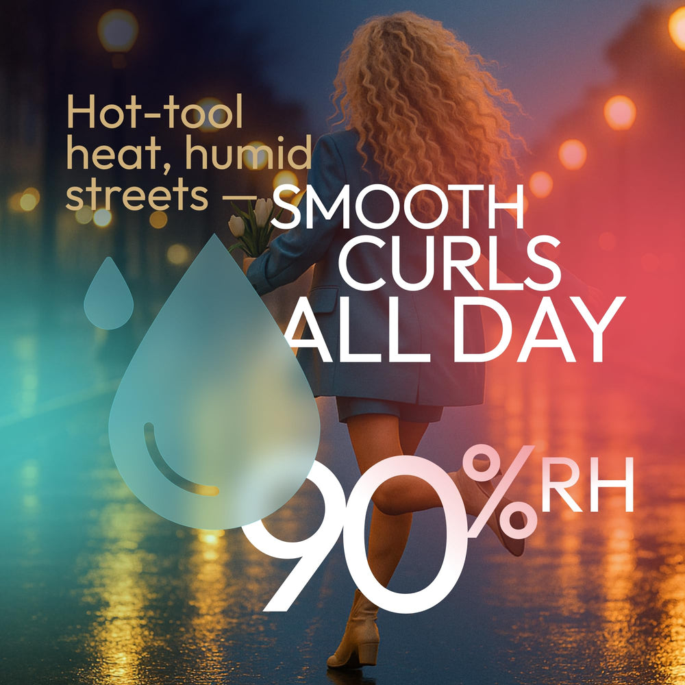 SUNATORIA before and after image illustrating defined, frizz-reduced curls