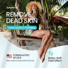 SUNATORIA close-up of prefilled peeling booties highlighting leak-proof seal