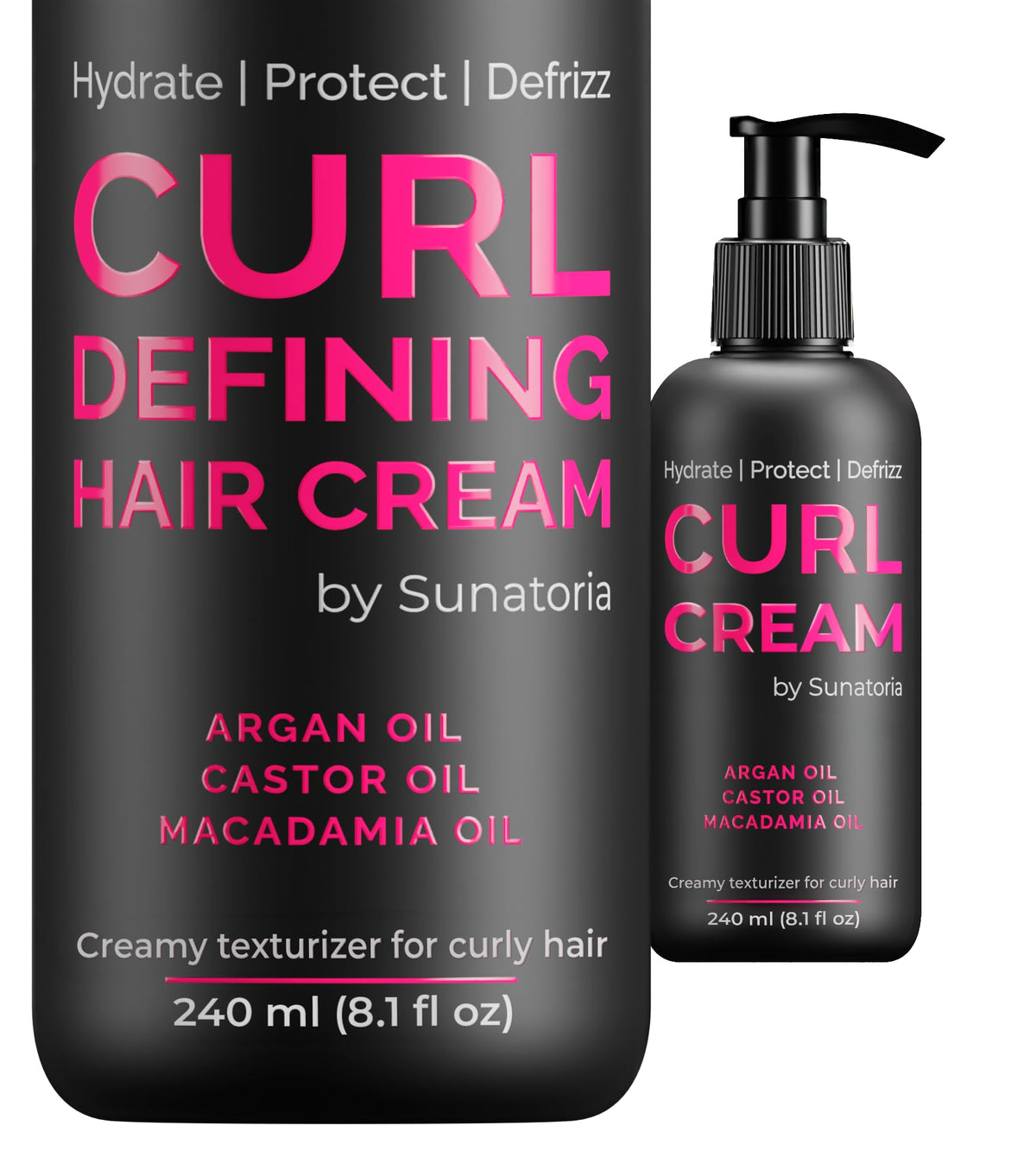 SUNATORIA front packaging of curl cream showing jar and label benefits