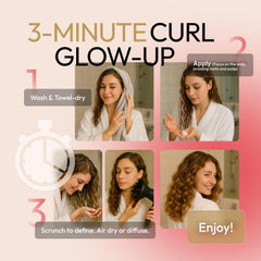 SUNATORIA curl cream on bathroom shelf conveying daily routine convenience