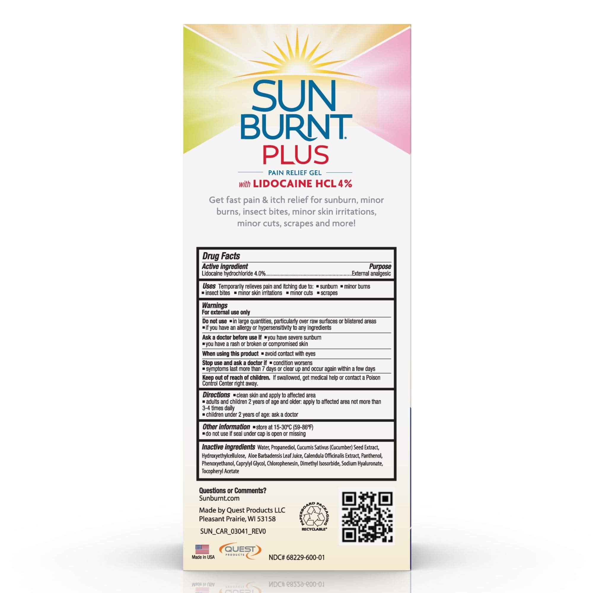Sunburnt brand open lid showing clear gel texture for fast absorption