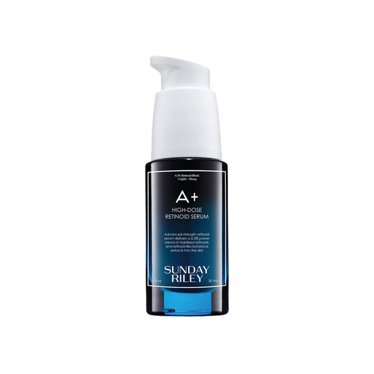 Sunday Riley A+ front bottle showing label and strength, highlights potency