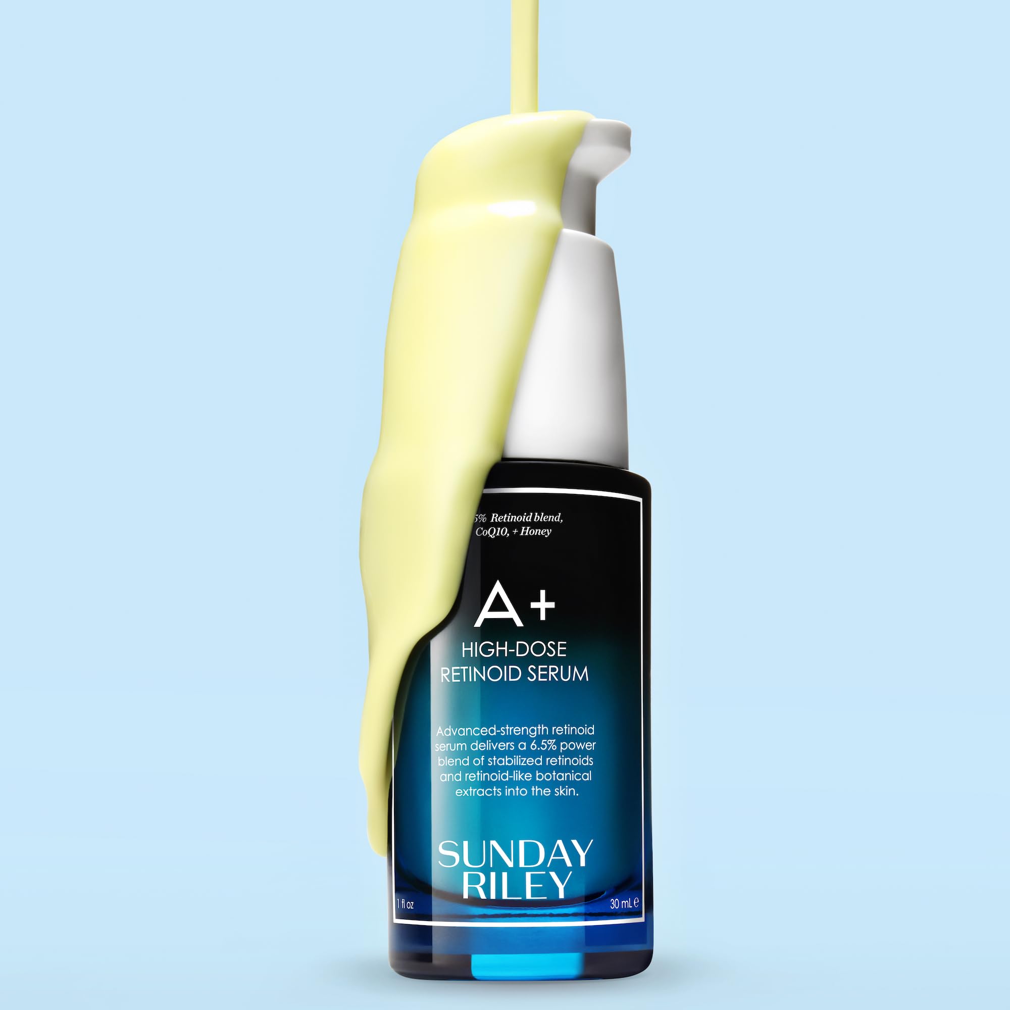 Sunday Riley serum texture on skin showing lightweight absorption benefit