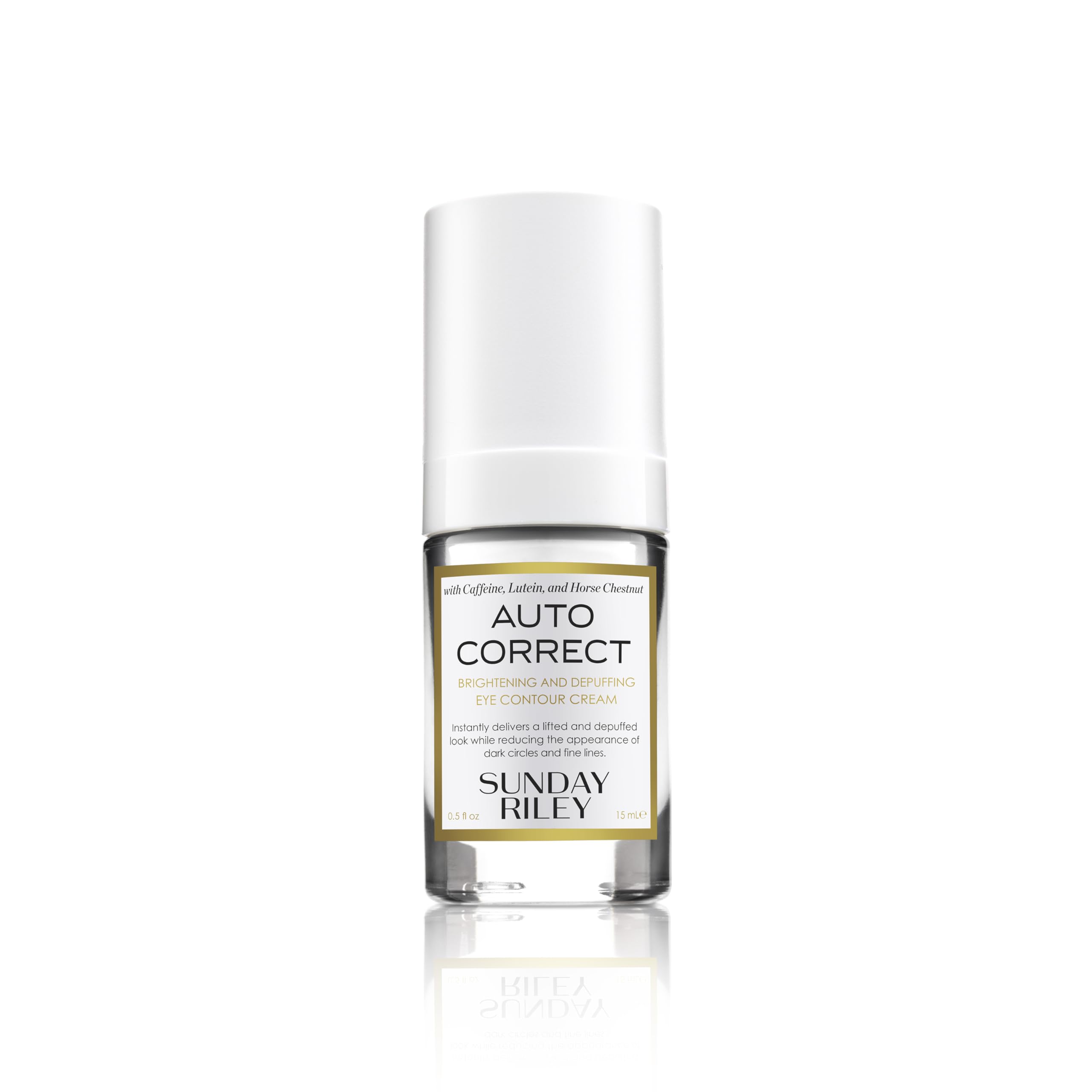 Sunday Riley Auto Correct front packaging showing sleek jar and label, conveys premium care