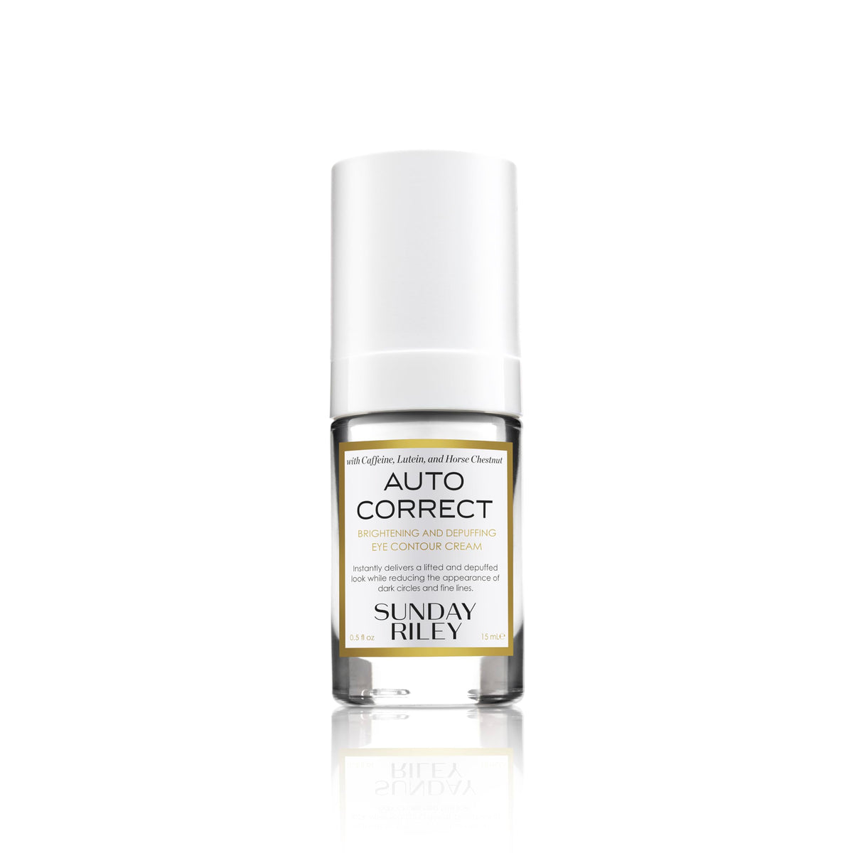 Sunday Riley Auto Correct front packaging showing sleek jar and label, conveys premium care
