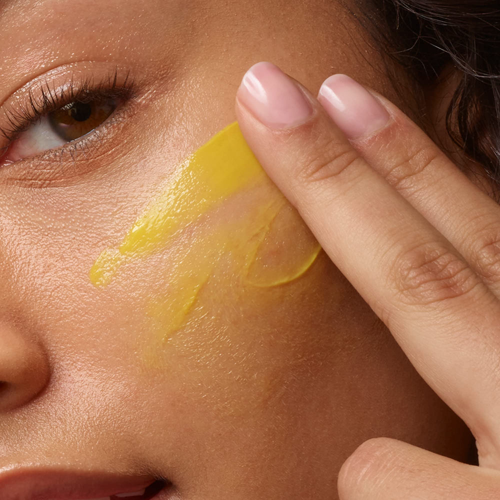 Sunday Riley before and after skin shot indicating brighter, smoother-looking complexion