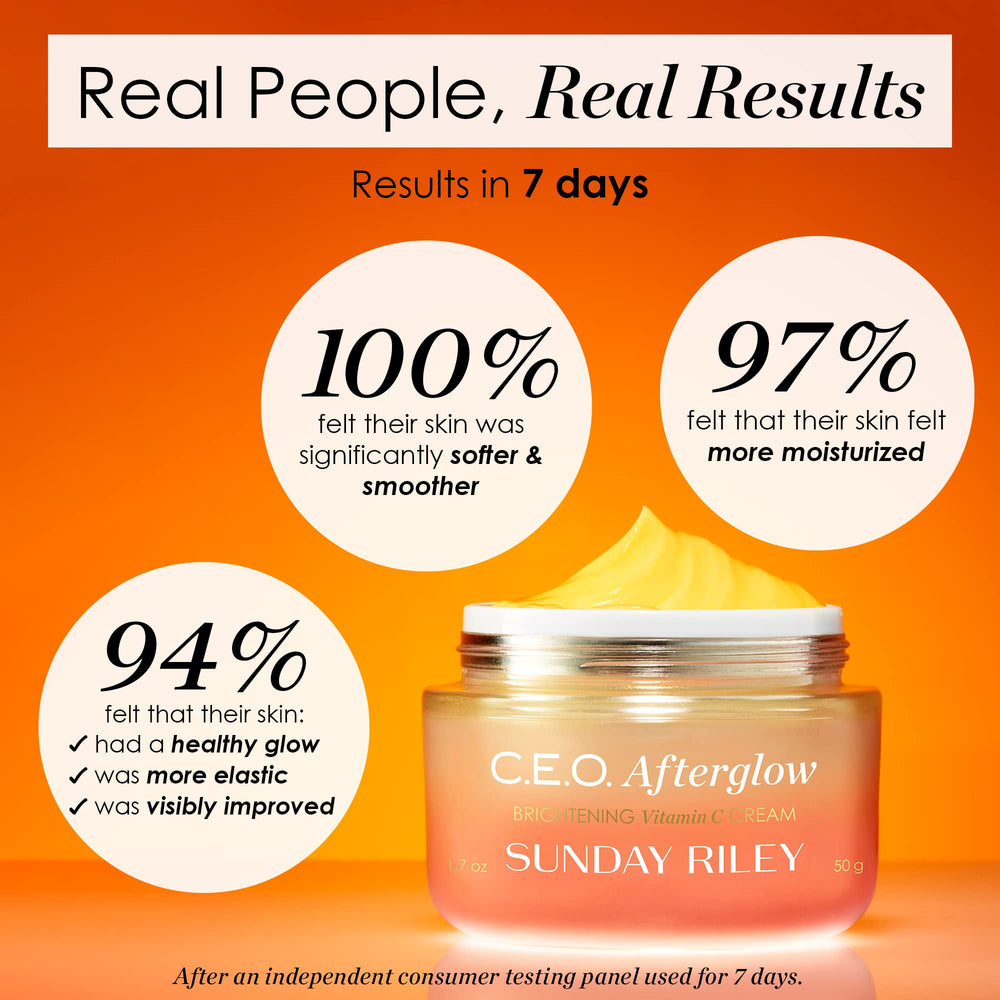 Sunday Riley label close-up highlighting active ingredients and antioxidant benefits